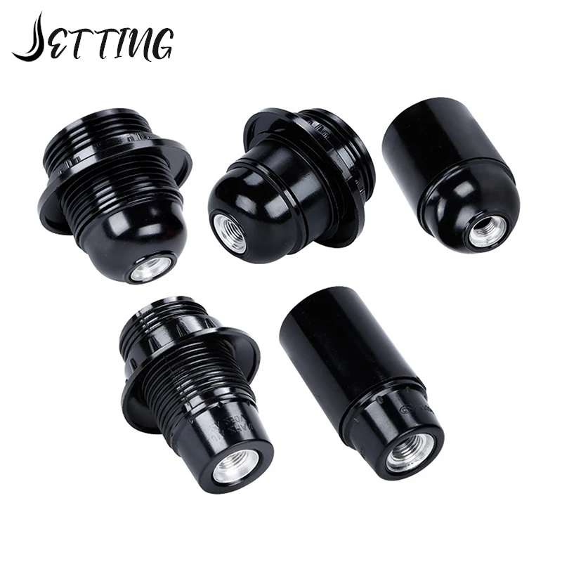 Black E27 Self-locking Bakelite Lamp Holder E14 Cap Screw LED Light Head Socket Floor Desktop Light Bulb Base