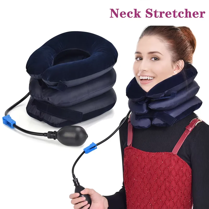 U-Shaped Inflatable Neck Brace for Neck Rehabilitation Correction Cervical Pain Relief Posture Improvement Folding and Carrying