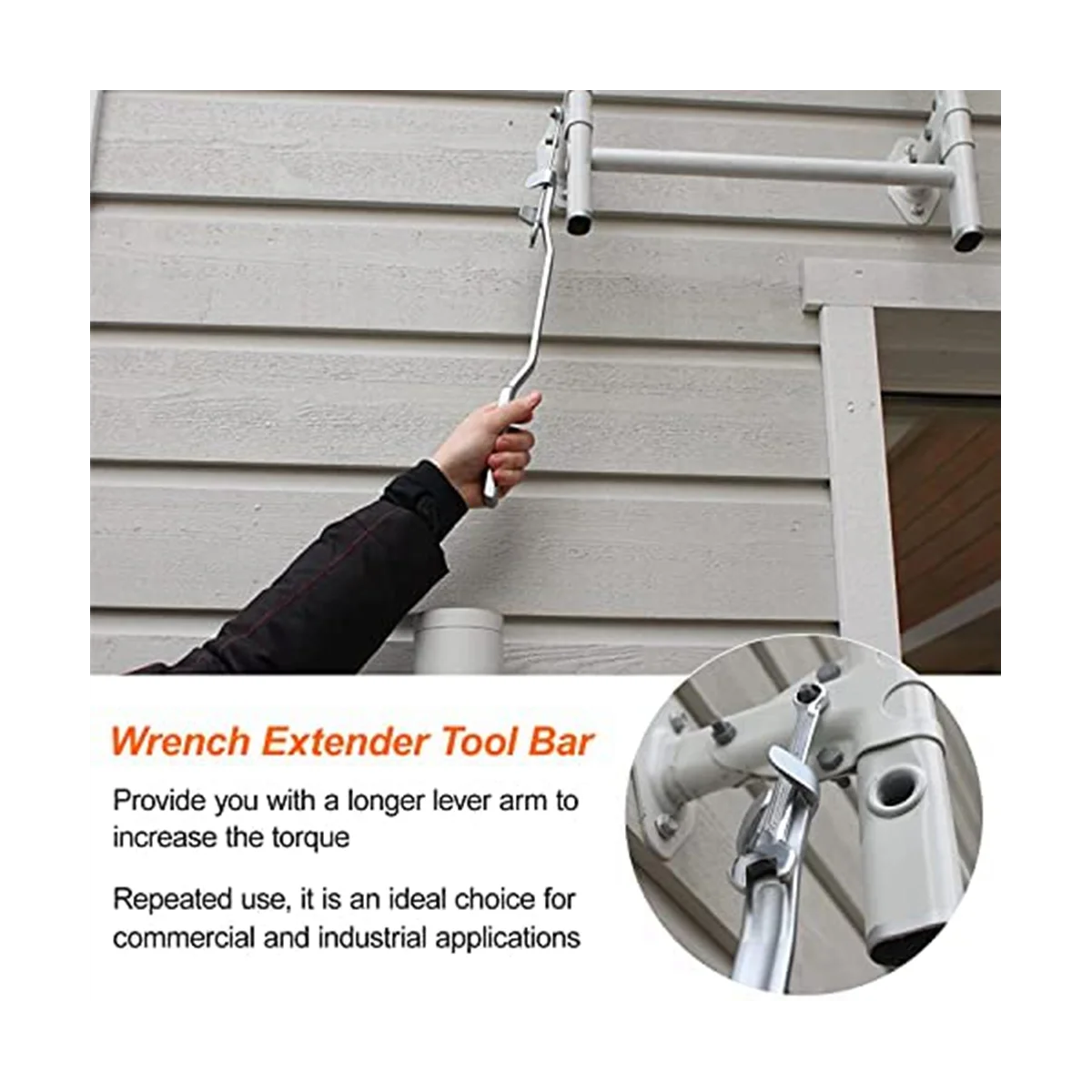 Wrench Extender Tool Bar, 14 in Wrench Extender, Stainless Steel Torque Wrenche Tools for Mechanics, Wrench Extender