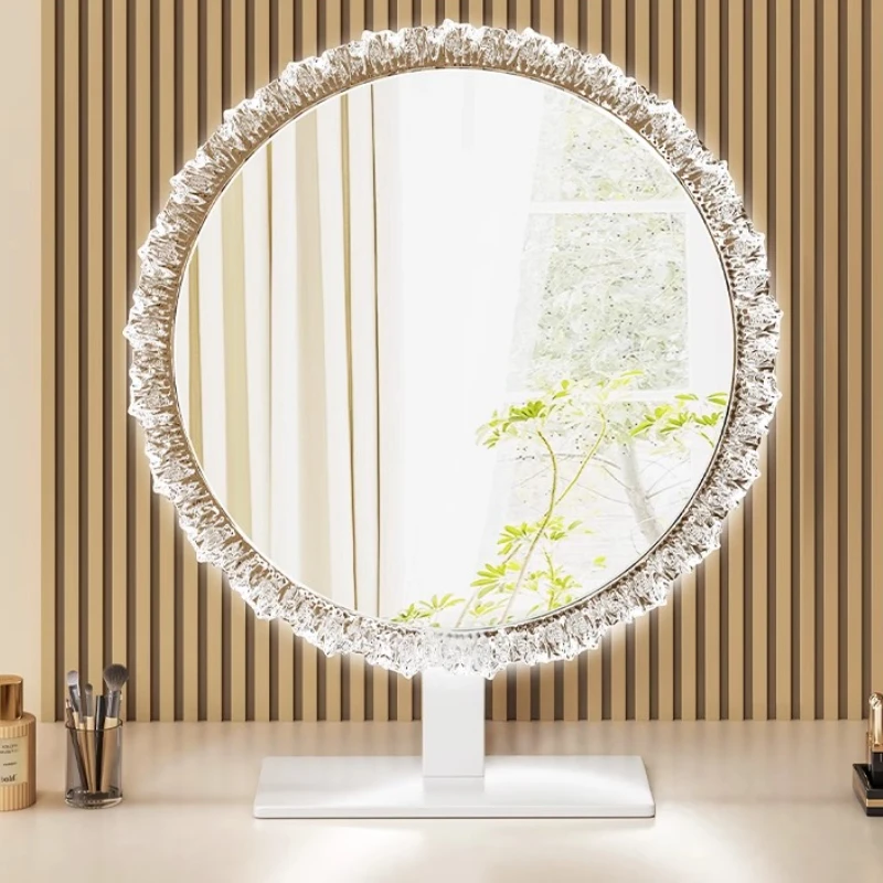 مرآة ماكياج Led قابلة للتدوير مع مصباح سطح المكتب المرآة البالونية سطح المكتب المرايا الزخرفية ديكور المنزل غرفة الديكور مرايا الحائط