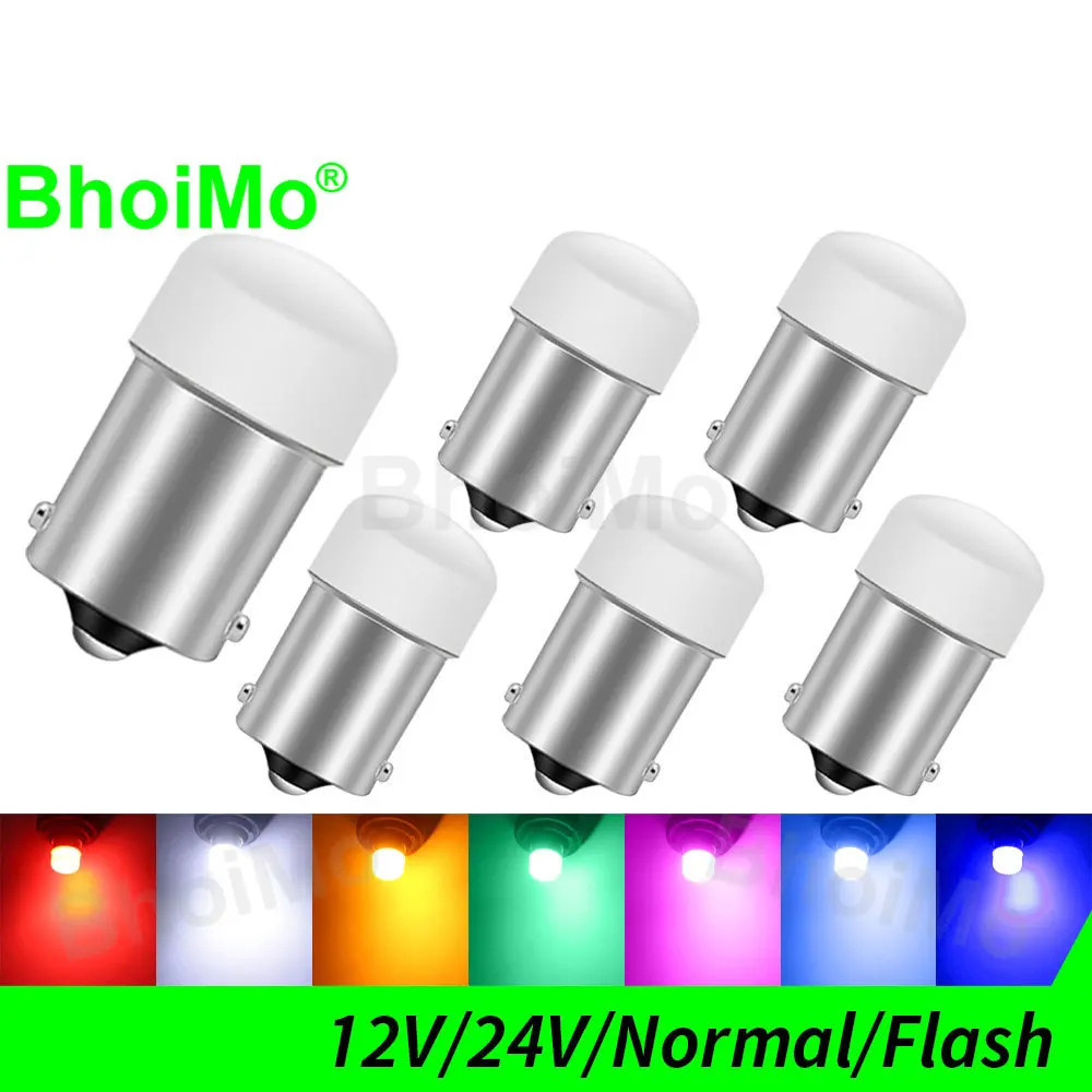 

BhoiMo Led Lamp 1157 Bulb 1156 Strobe BA15S BAY15D P21W P21/5W Flash R5W R10W Brake Reverse Red Car Parking Light 12V 24V Truck