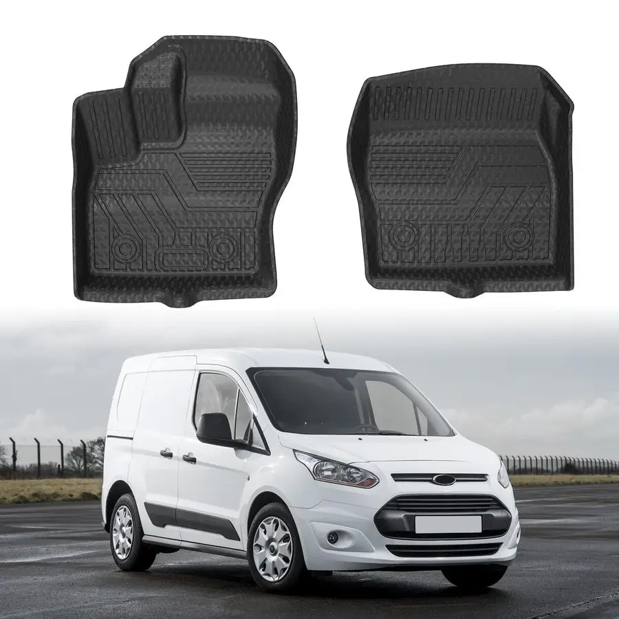 

Custom Fit Front Floor Mats for 20142021 Ford Transit Connect with Vinyl Flooring and Floor Posts Only, All Weather Floor Liners