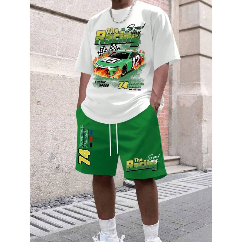 

Printed Short Sleeve Suit Set Fashionable Summer Outfit Men's Clothing Combo Four Seasons Suitable No Brand Registered Trademark