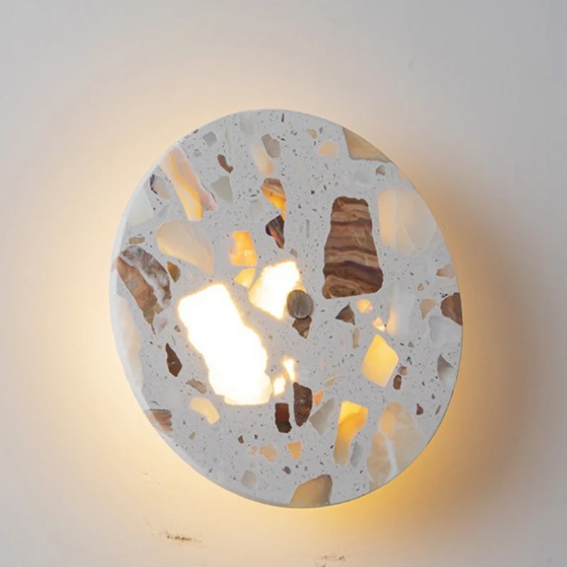 Translucent Stone Wall Light Art Decor Stone Wall Sconce for Living Room Wall Bedroom Bedside Stair Corridor Hallway