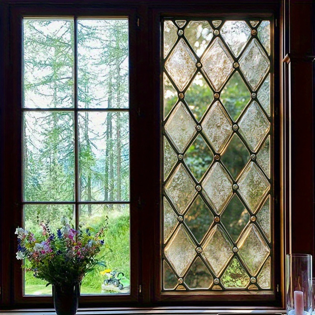 Static Cling Glass Window Film 45x100cm European Vintage Forest Pattern PVC Wall Sticker for Bathroom Kitchen Store Shop Display