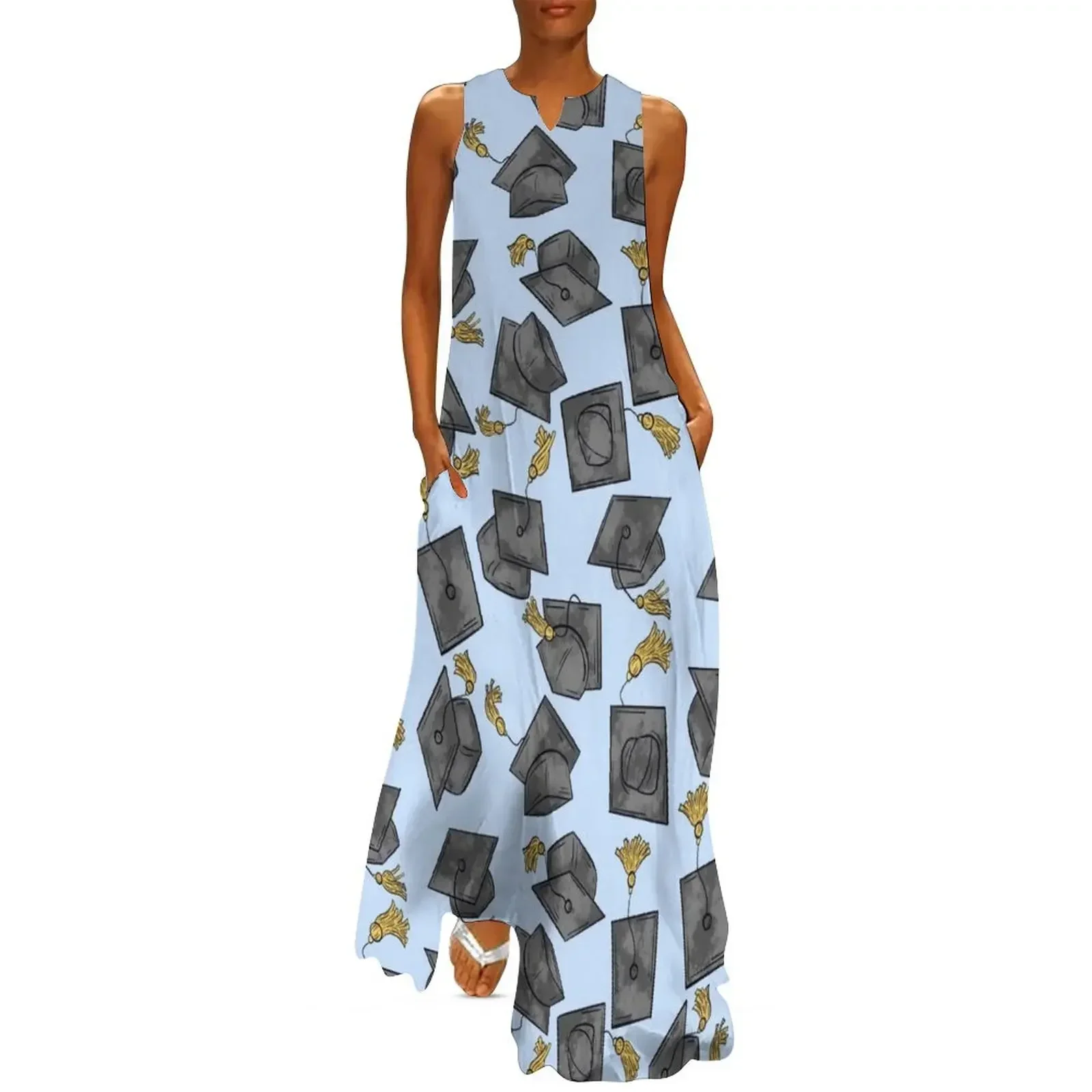 

Watercolor Graduation Cap Long Dress summer dress women's dresses luxury Summer dresses for women Woman's evening dress