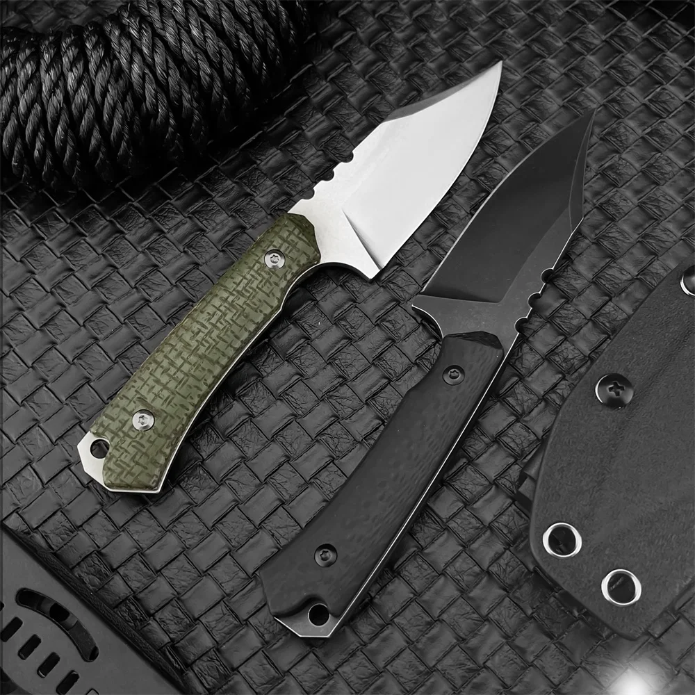 

Прочный нож EDC с фиксированным лезвием, лезвием 8Cr13MoV G10 и ручкой из углеродного волокна, инструмент для рыбалки, охоты и кемпинга с ножнами