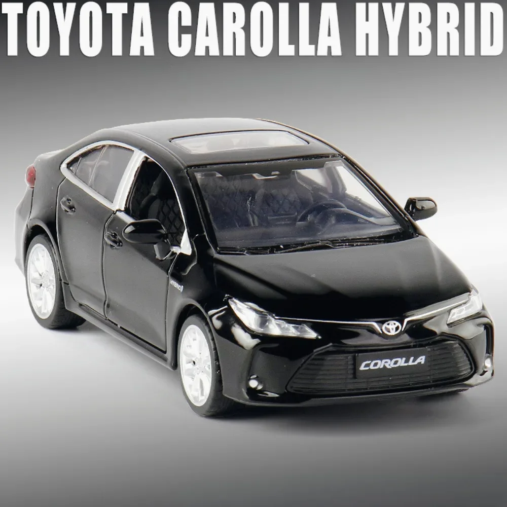 CCA 1/33 Toyota Corolla Hybrid Car Toy Model Alloy Diecast Sound Light Doors Opened Children\'s Toys Collectibles Birthday Gifts