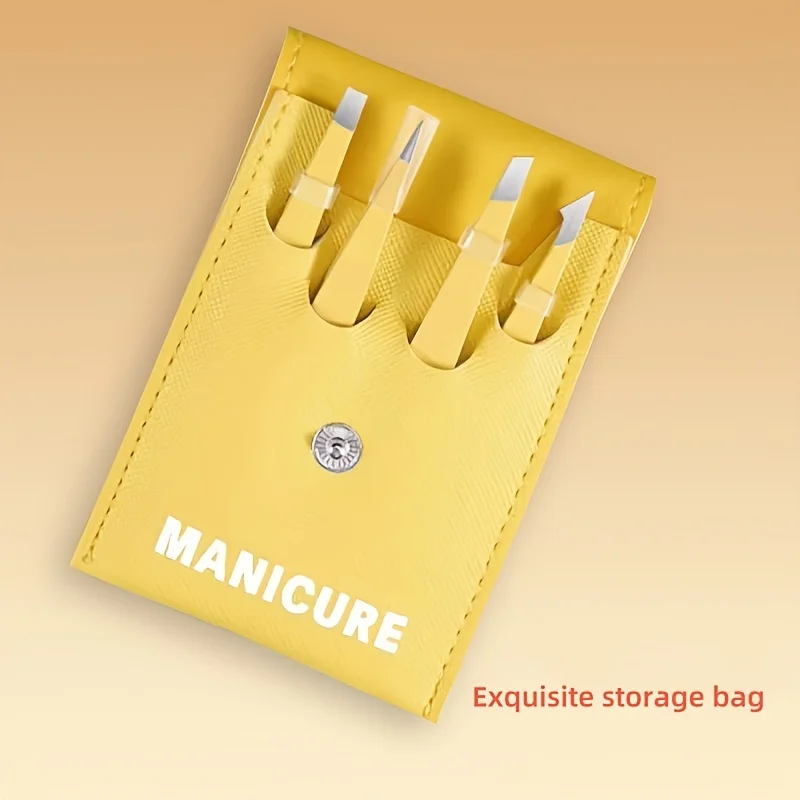 4 قطعة ملاقط الحاجب من الفولاذ المقاوم للصدأ طرف مائل دقيق لإزالة الشعر الناعم الحاجب التهيأ والمكياج هدية الكريسماس #1