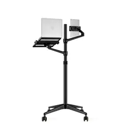 Laptop stand standing office with rollers lift floor for ipad tablet universal tripod