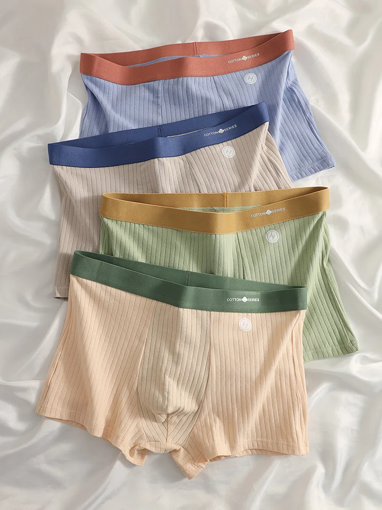4 Stück Herrenunterwäsche, weiche und bequeme Herren-Boxershorts, modische, atmungsaktive Boxershorts für Teenager
