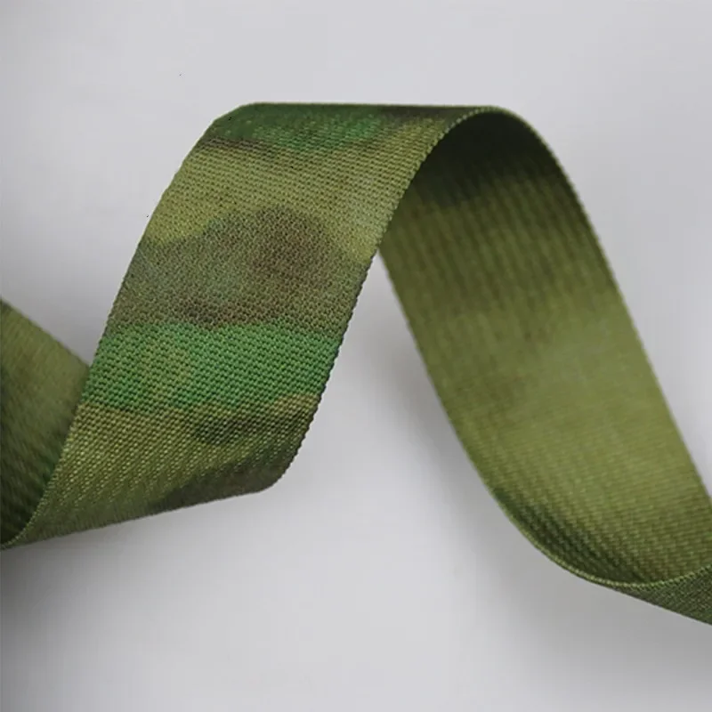 1 Meter 2.5cm 3.8cm lebar FG reruntuhan kamuflase anyaman A-TACS non-elastis strip tas taktis tali sabuk Molle DIY Aksesori