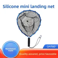 Red de pesca portátil, red de pesca ultraligera de aleación de aluminio y silicona resistente al desgaste, suministros de red de pesca con mosca para lanzamiento manual.