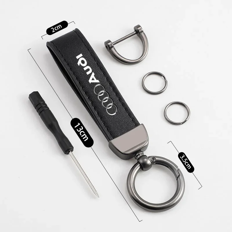 Car Keychain Man Leather Keyring Remote Key Accessories For Audi Sline A3 A4 A6 A5 Q5 A1 Q7 Q3 Q2 Q8 A7 A8 TT S1 SQ5 RSQ3 RSQ8