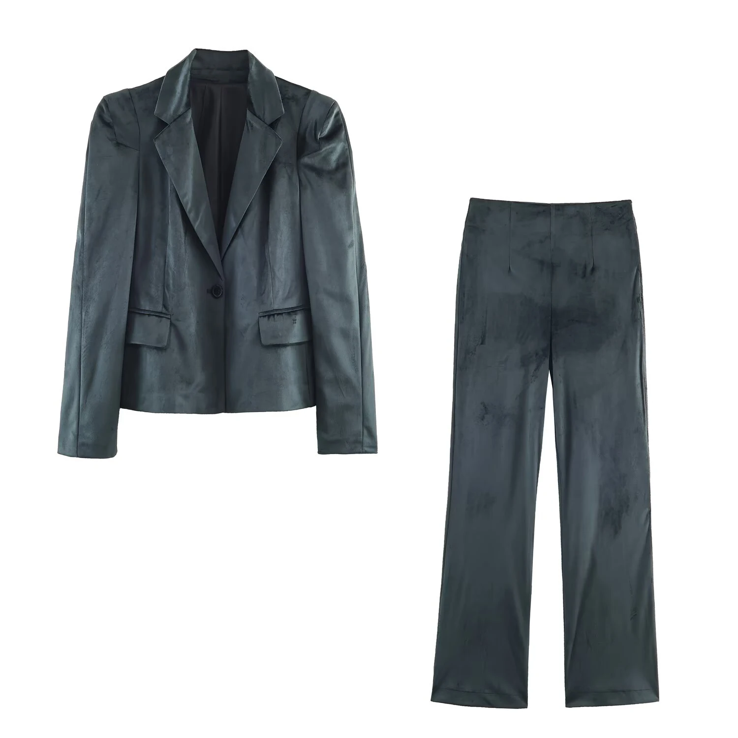 Fortschrittliches Satin-Anzugset 2025, neues glänzendes Slim-Fit-Anzugjacke + zweiteiliges Set mit Mikro-Schlaghose