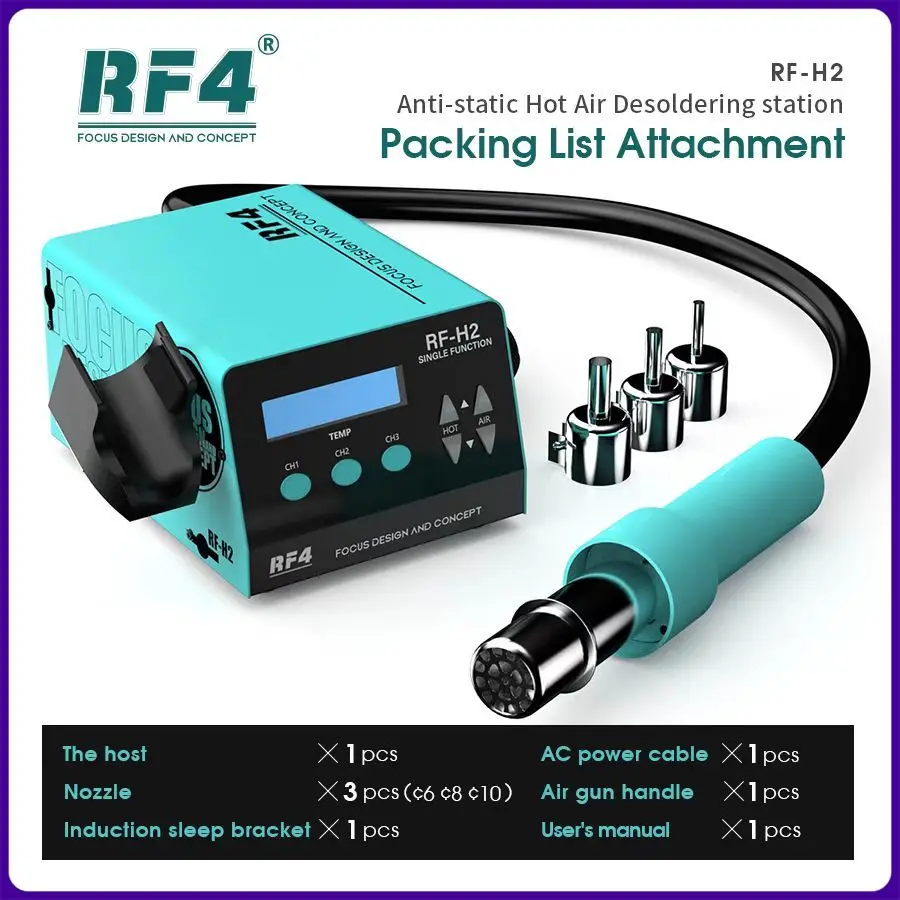 RF4 New1000W stasiun penyolderan pistol udara panas tampilan Digital stasiun penyolderan BGA cerdas untuk perbaikan CIP PCB H2