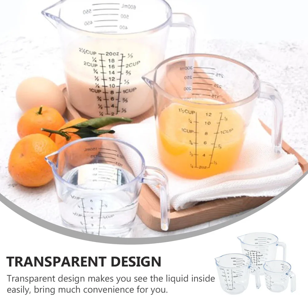 

3Pcs Measuring Cups Transparent Graduated Beakers Liquid Scale Tools Plastic Devices Laboratory Equipment
