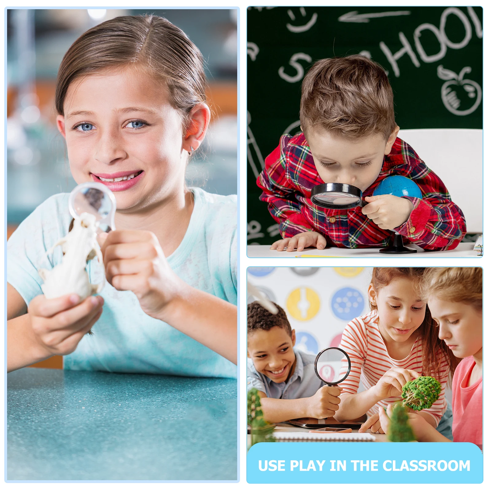 

2Pcs Kids Handheld Magnifier Adorable Reading Tool Lightweight Durable ABS Material Promote Interests Easy to Carry