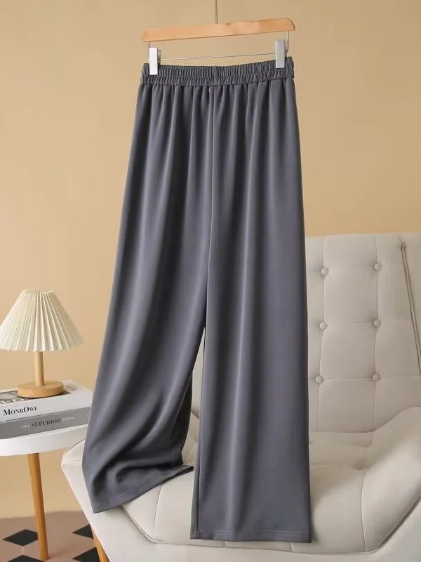 High Waist Wide Leg Pants Casual Straight Cut Elastic Loose plus Size Women's Summer Fashion Korean Style Slimming Trousers