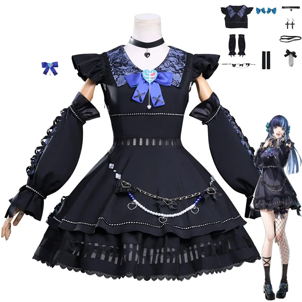 

Anime Game Shikano Ichigo Berry Cosplay Costume Black Lolita Dress Uniform Neck Accessories Woman Cute Birthday Carnival Suit