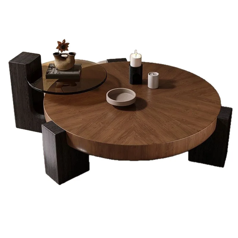 Italian-style solid wood coffee table, minimalist light luxury coffee table combination, small home tea table