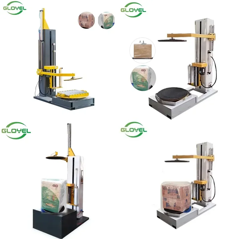 AP01 Mechanical Pre-Stretch Shrinking Wrapping Machine for Small Goods Pallet-Less Box Packaging with PLC and Motor Core