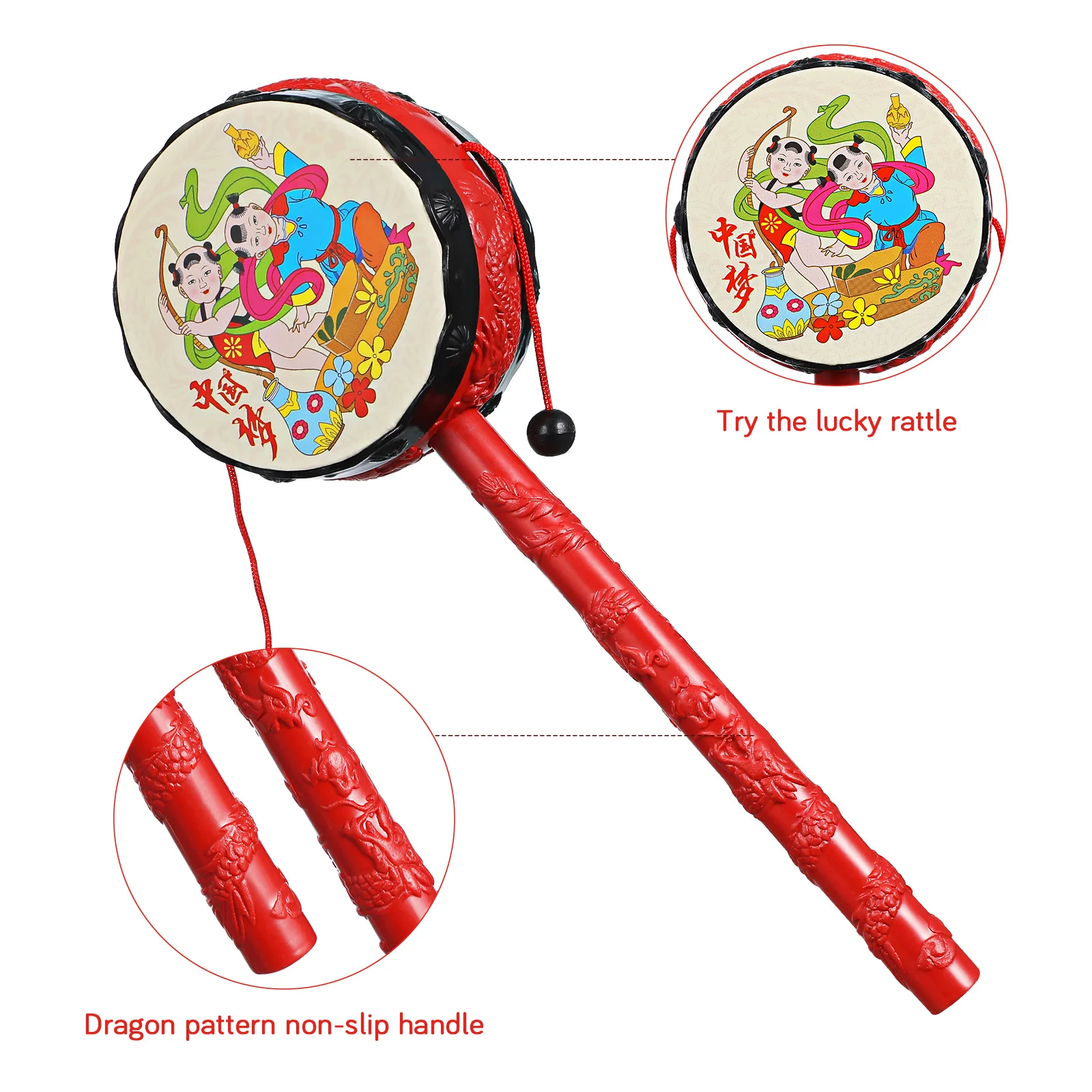 3pcs Small Rattle Drums Early Education Toys Portable Shaking Toys for Kids Rattle-drum Children Rattle