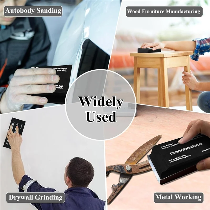 A84X-12 PC Piece Sanding Block Kit For Auto Body Work Includes Automotive Sanding Blocks And Body Finishing Tools