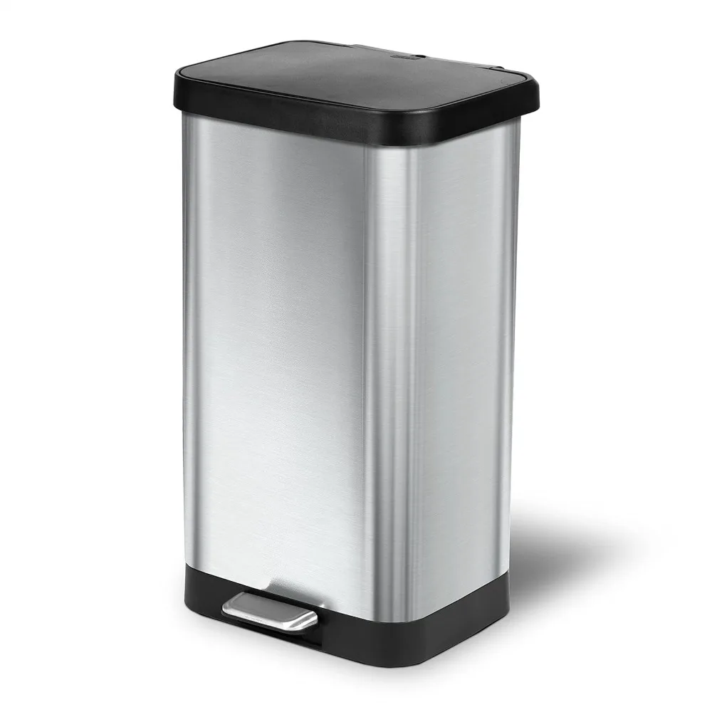 

Stainless Steel Step Trash Can with Clorox Odor Protection | Large Metal Kitchen Garbage Bin with Soft Close Lid