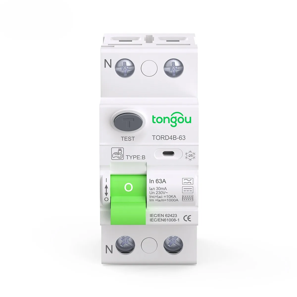 B Type 63A 2P DC RCCB Leakage Protector Circuit Breaker Short Circuit High Sensitivity for EV Charging Solar PV System