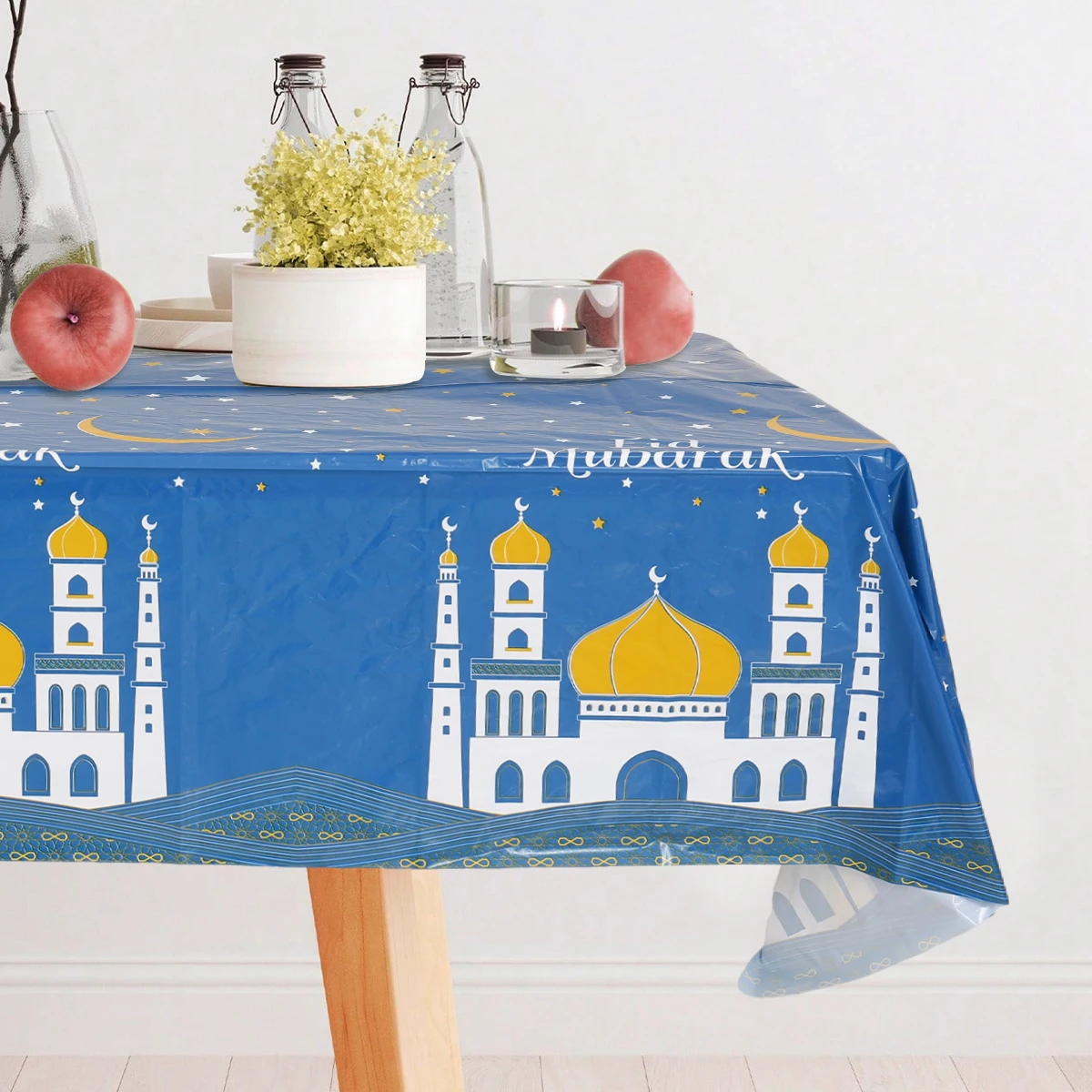 2025 Ramadan Kareem Decor Castle Polyester Tablecloth Eid Mubarak Decor Ramadan Mubarak Muslim Islamic Al Adha EID Muslim Decor