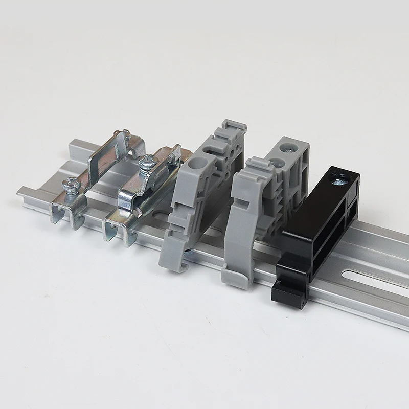 10 unids/lote E/Reino Unido bloques de terminales universales final/extremo stoper DIN Rail extremo tornillo abrazadera Terminal bloque fijo gris