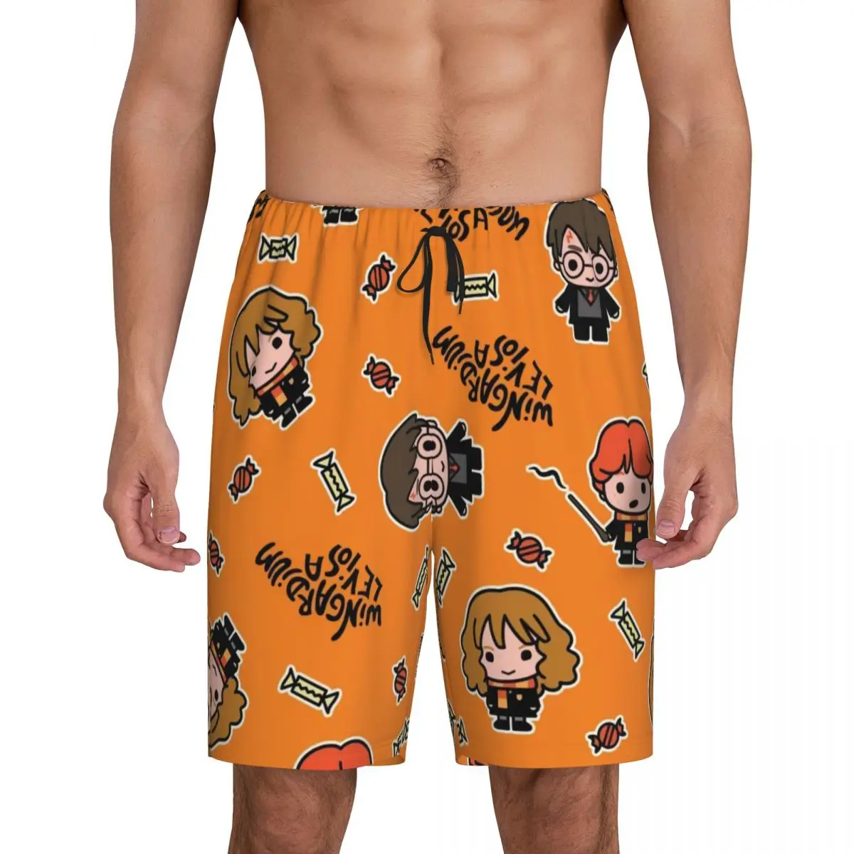 

Custom Printed Harrys Magic Adventure Movies Potters Pajama Shorts for Men Sleepwear Bottoms Sleep Short Pjs with Pockets