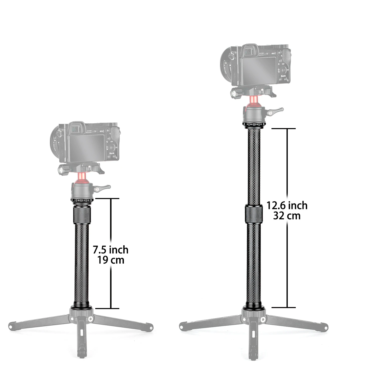 Tripod Extension Pole Two-Section Carbon Fiber Center Column Tripod Extender Tube 12.6\