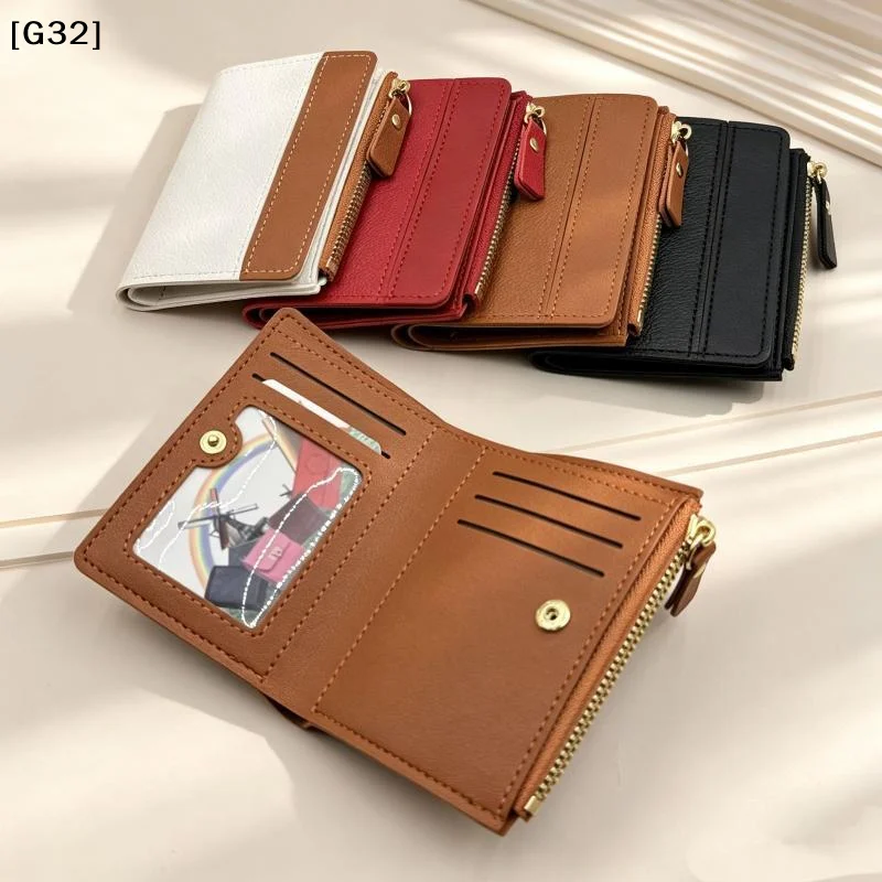 1PC Solid Color PU Leather Small Wallet For Short Simple Women's Purse With Buttons Ultra Thin Credit Card Bag Coin Purse[G32]