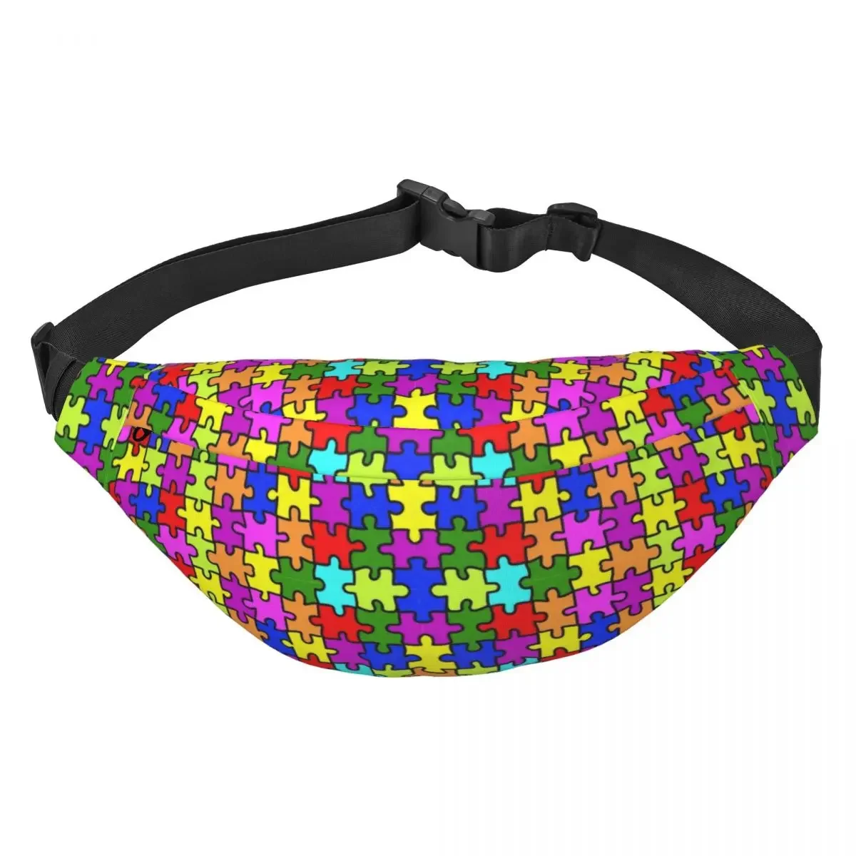 Custom Cool Autism Awareness Colorful Puzzle Pieces Fanny Pack Women Men Sling Crossbody Waist Bag Traveling Phone Money Pouch