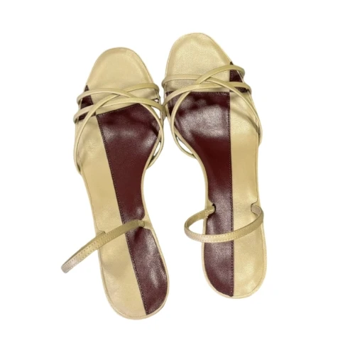 

High Heel 25 New European American Style Genuine Leather Banquet Women's Sands Strap Fashion High Street All-Matching AD1101