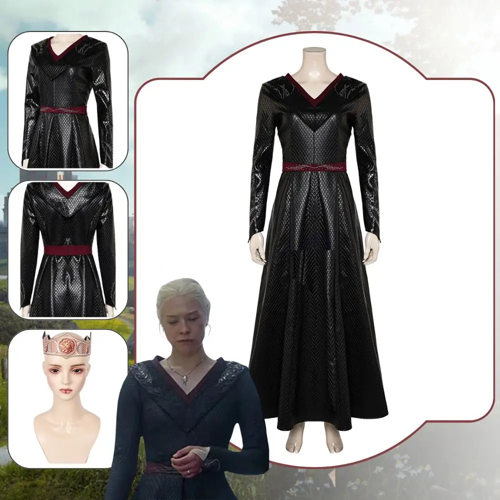 Princesa Rhaenys Dragão Cosplay Traje para Mulheres Adulta, Vestido Fantasia, Disfarce da Casa, Roupas Halloween, Terno Carnaval
