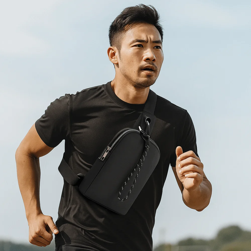 Casual Men's Chest Bag Large Capacity Commuting Sport Messenger Bag Breathable Multifunctional Nylon Sling Shoulder Bag Travel