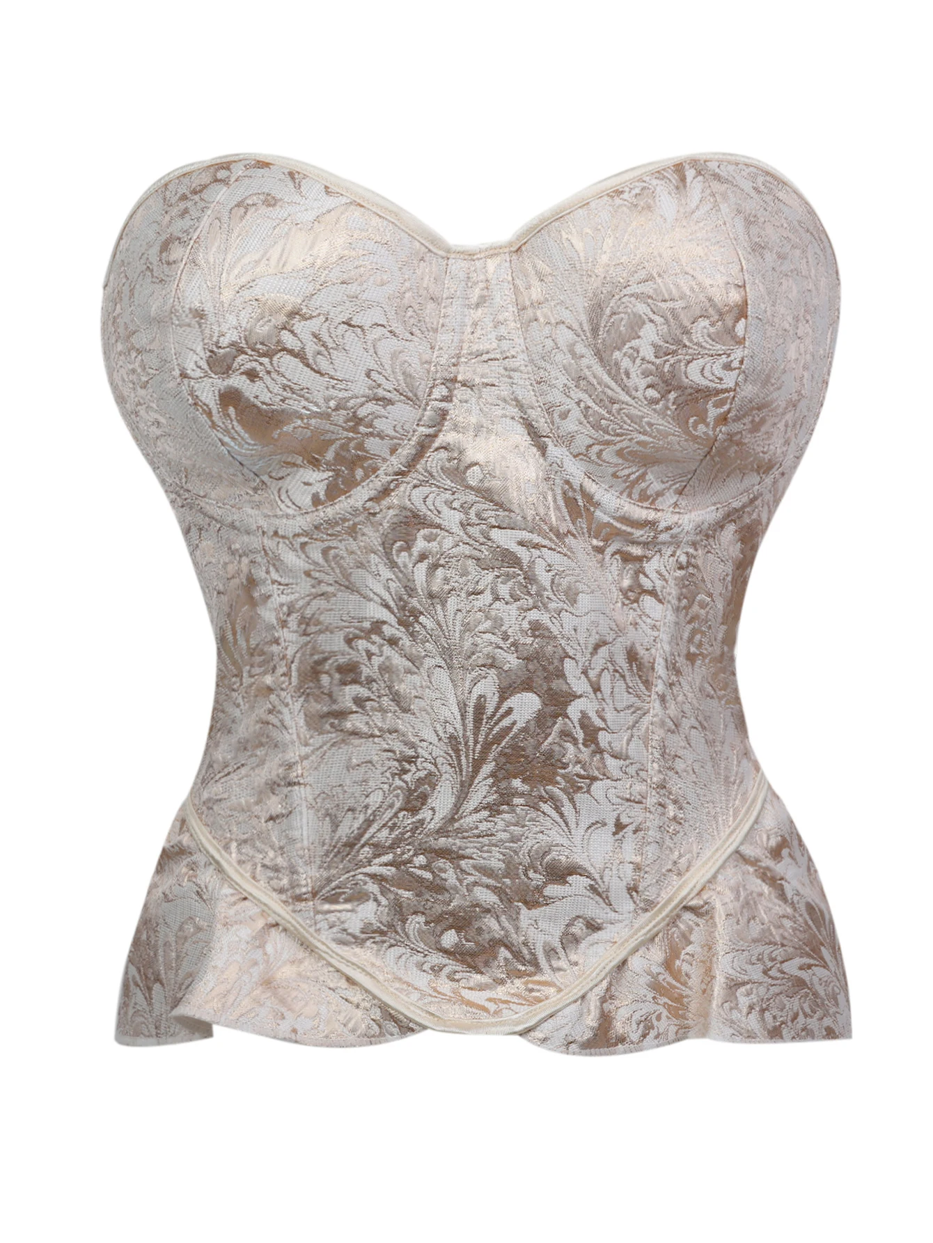 Boning Corset Steel - Corset bustier sans bretelles en brocart
