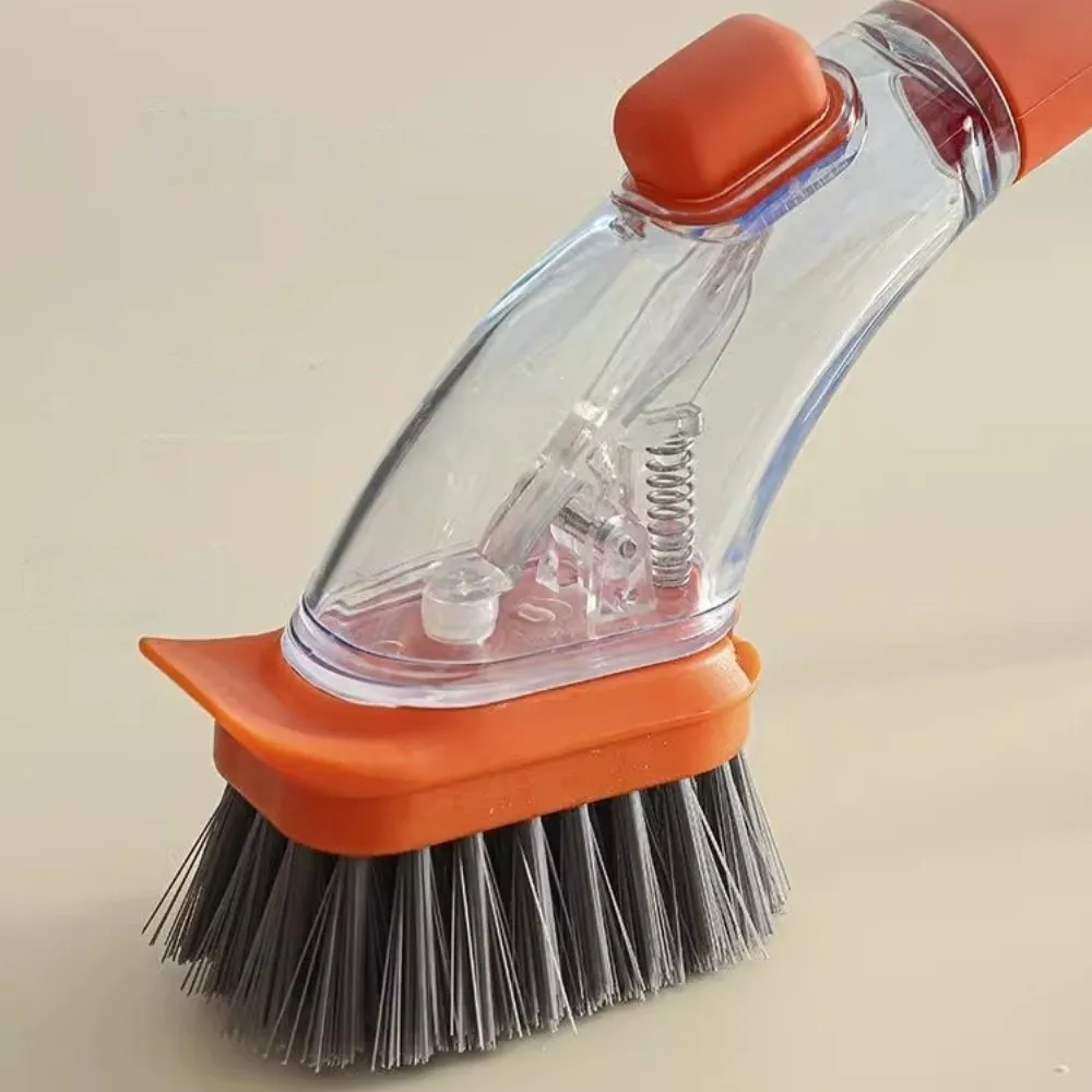Press To Dispense Refillable Liquid Cleaning Brush Long Handle with Soap Dispenser Automatic Liquid Dishwashing Brush Hanging