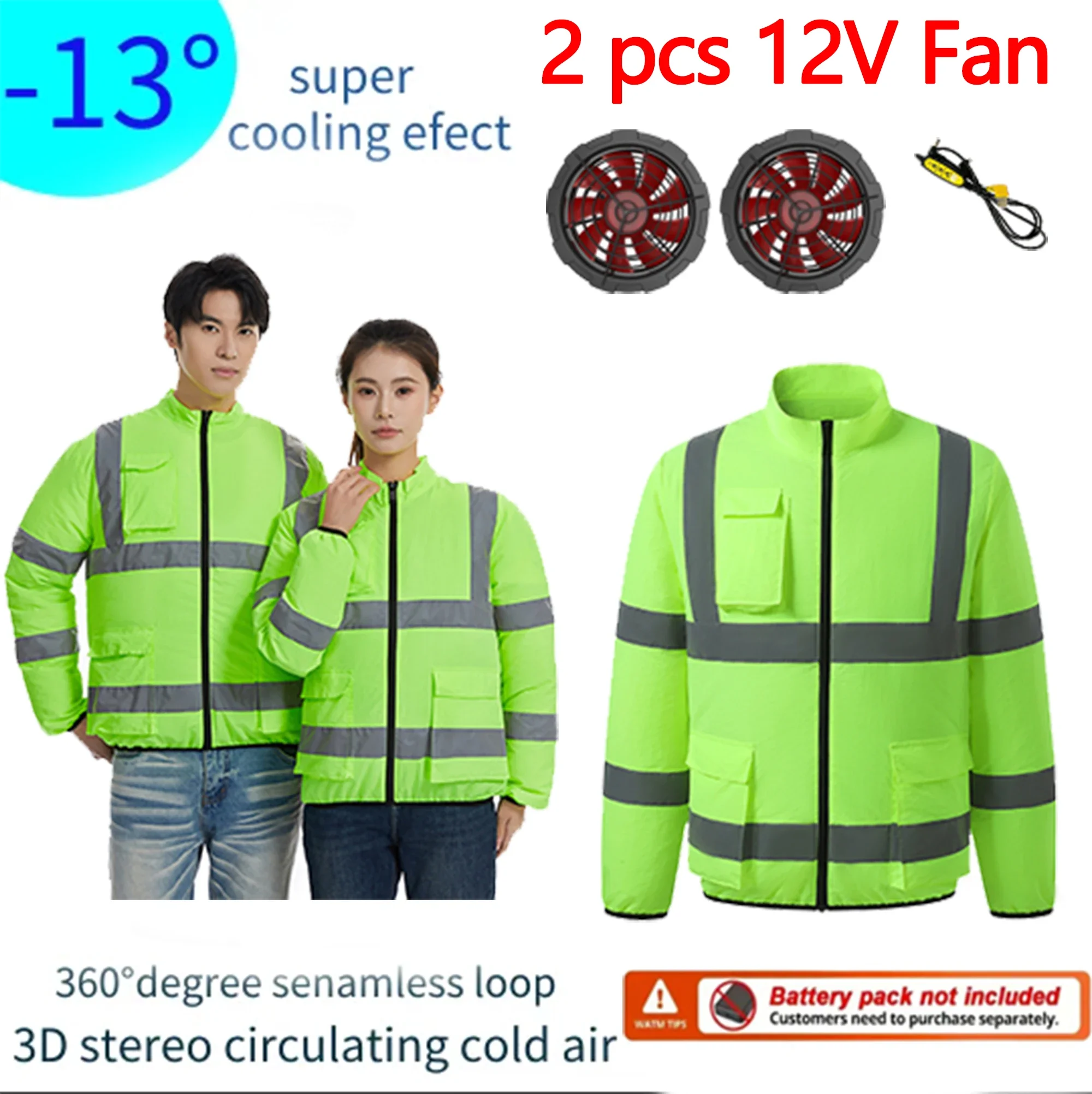 Fan Powered Cooling Workwear Air Conditioner Uniform Long Sleeve Summer Outdoor Safety Work Clothes with Reflective Strips