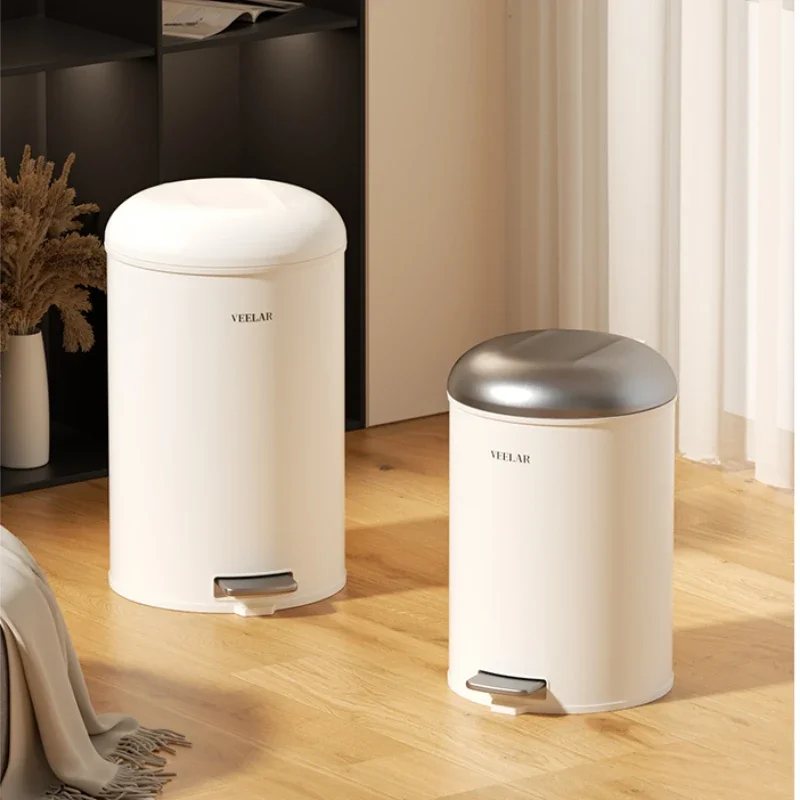 

Сместительный бак со стальным покрытием, брызгозащищенный круглый педальный бак, кухонная корзина для мусора в стиле ретро, бесшумное открывающееся бумажное ведро