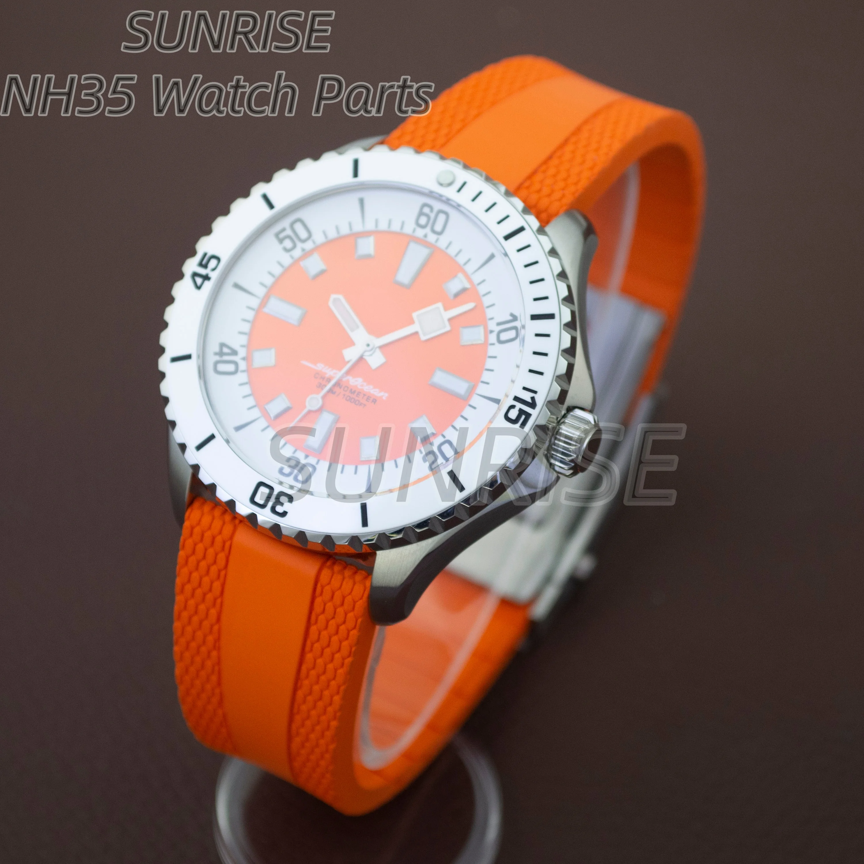 

for SUPEROCEAN NH35 Case Dial Hands 316L Stainless Steel Sapphire Crystal 200m Waterproof Watch Case NH36 Movement Replacements
