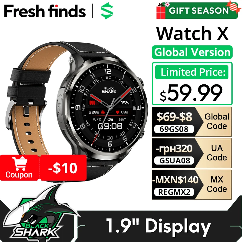 [World Premiere]Global Version Black Shark Smart Watch X 4G Android Watch 1.9″Display APP Free Download IP67 Washable 2MP Camera