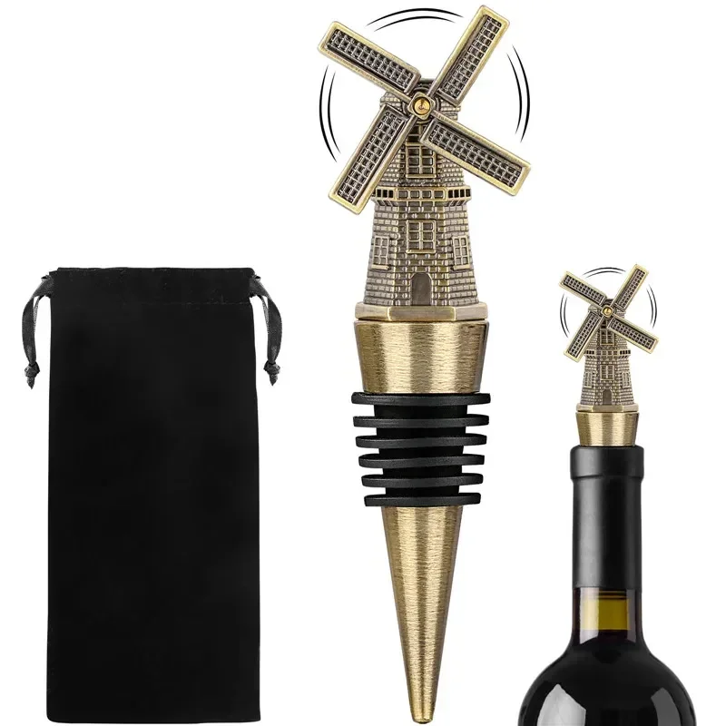 Portable Windmill Shape Wine Stopper Metal Bottle Stoppers for Wedding Club Restaurant Party Champagne Barware