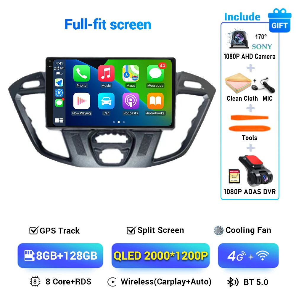 Android 15 Voor Ford Tourneo Custom 1 Ik Transit 2012 - 2021 Autoradio Navigatie Multimedia Gps Auto Carplay Qled scherm