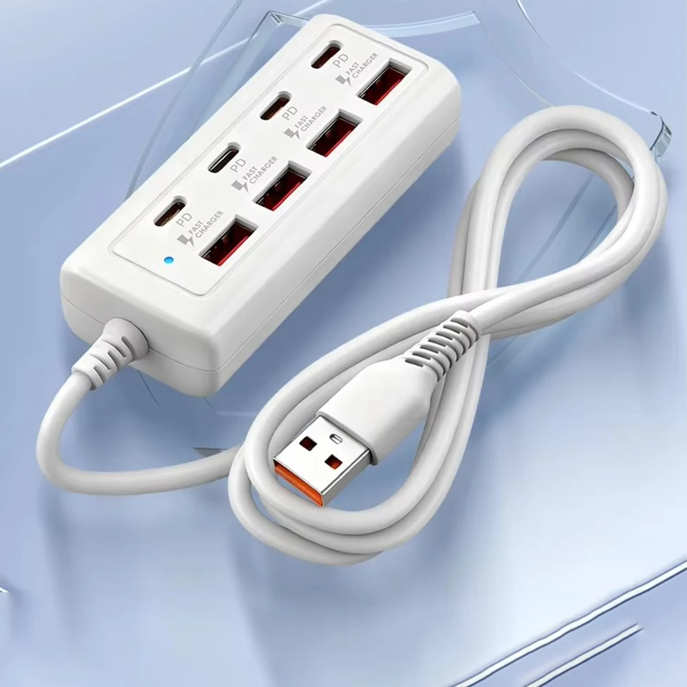 [8-Terminal Station Fast Charging USB Hub] Equipped with 4 USB and 4 PD Ports | Charging, Suitable for Computers