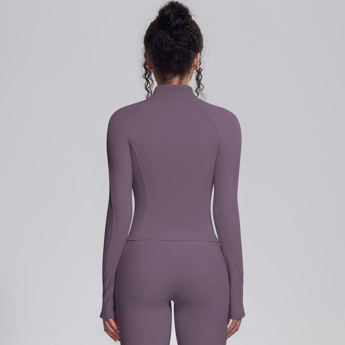 1PC Woman Quick-Dry Solid Color Yoga Coat Women Fitness Yoga Sports Top Yoga Zipper Long Sleeves Thumbhole Design Yoga Top