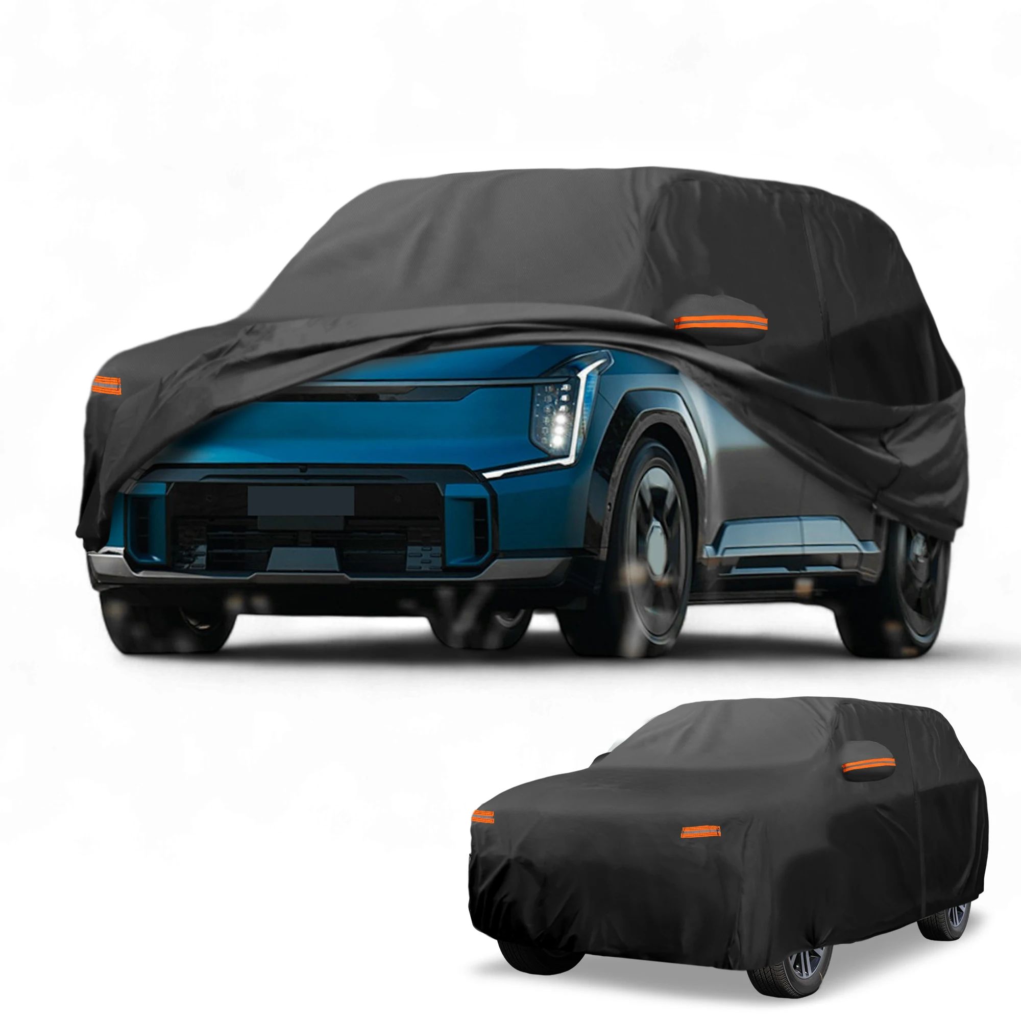 Motoforti Car Cover All Weather for Kia EV9 Black 190T-PU with Left Zipper